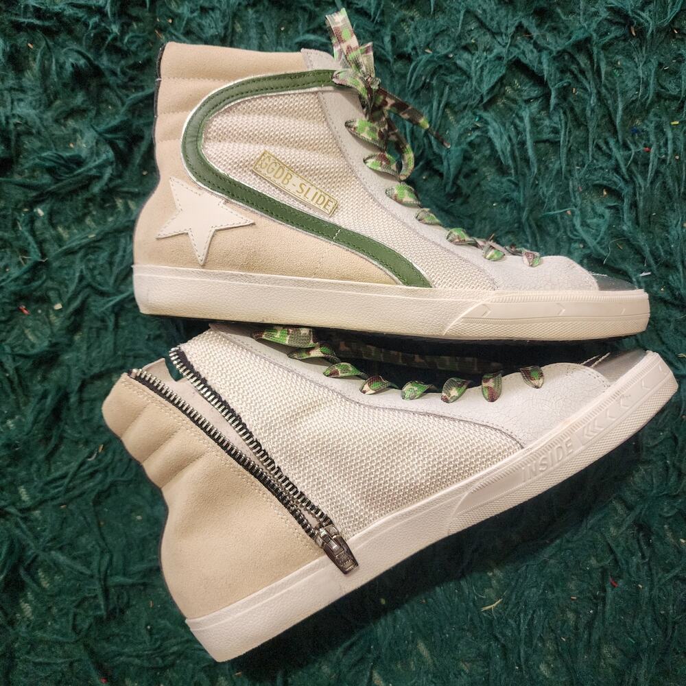Golden Goose Mid Star Slide Sneakers EU 40 US 7/10 Green Camo Italy